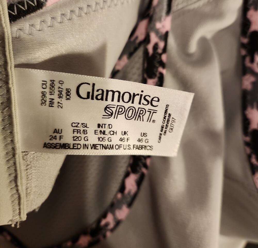Glamorise Gray Sports Bra with Pink Camo Trim - Picture 4 of 5